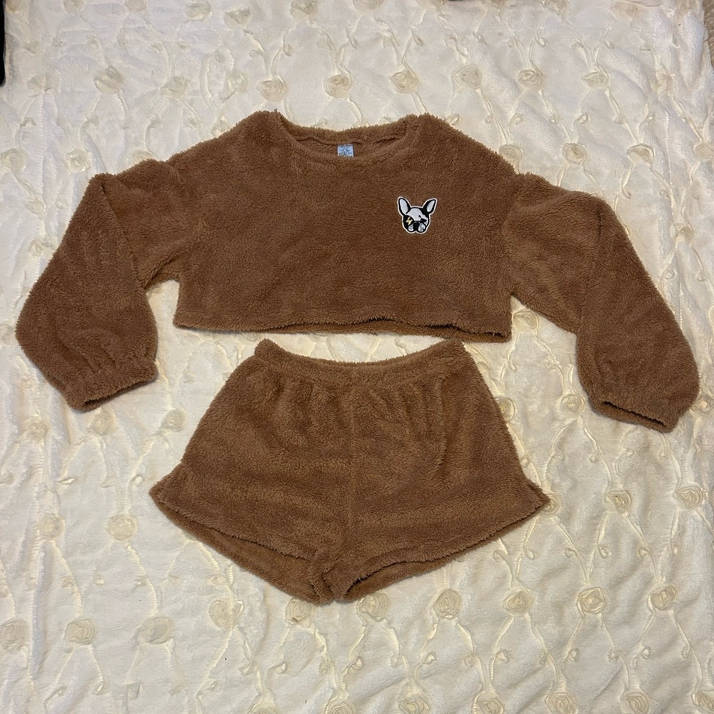 HOT CUSTOM FRENCHIE pajamas! CALKIN KLIEN The Coziest Brown Loungewear Set. New!